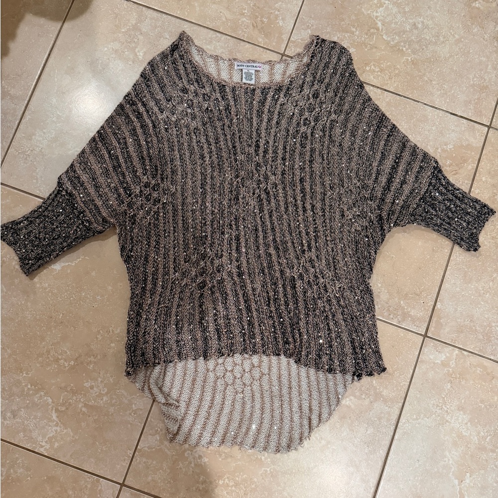 Body Central Black and Gray Knit Sweater sparkly holiday sweater!